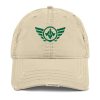 distressed-dad-hat-khaki-front-68b9f3c2e18ef.jpg Kelly Green Embroidered Logo Dad Cap | Distressed Style
