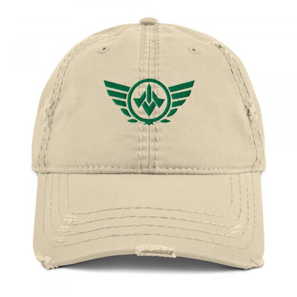 distressed-dad-hat-khaki-front-68b9f3c2e18ef.jpg Kelly Green Embroidered Logo Dad Cap | Distressed Style