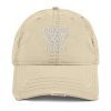 distressed-dad-hat-khaki-front-68b9f5c92e62f.jpg White Embroidered Brand Logo Dad Cap | Distressed Style