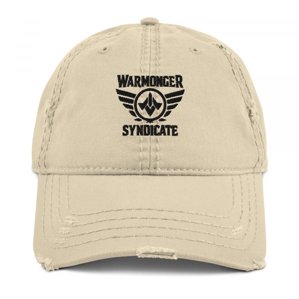 Black Embroidered Brand Logo Dad Cap | Distressed Style