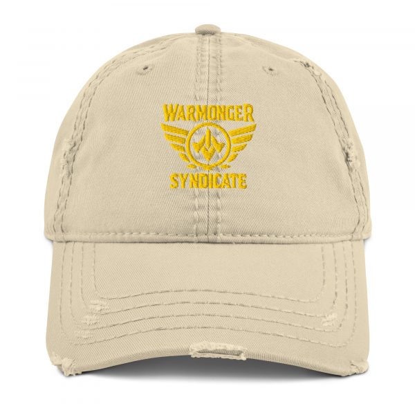Gold Embroidered Brand Logo Dad Cap | Distressed Style