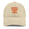 Orange Embroidered Brand Logo Dad Cap | Distressed Style