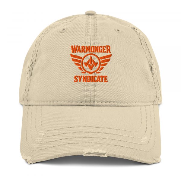 Orange Embroidered Brand Logo Dad Cap | Distressed Style