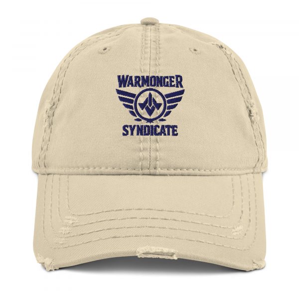 Navy Embroidered Brand Logo Dad Cap | Distressed Style