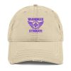 Purple Embroidered Brand Logo Dad Cap | Distressed Style