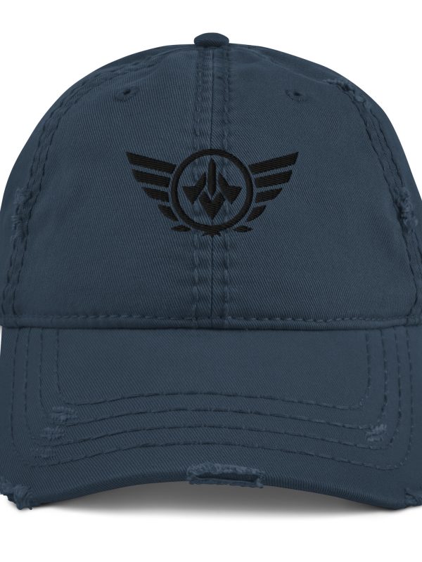 Black Embroidered Logo Dad Cap | Distressed Style