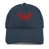 Red Embroidered Logo Dad Cap | Distressed Style