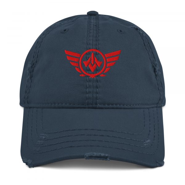 Red Embroidered Logo Dad Cap | Distressed Style