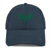 distressed-dad-hat-navy-front-68b9f3c2e0902.jpg Kelly Green Embroidered Logo Dad Cap | Distressed Style