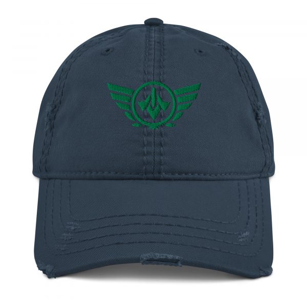 distressed-dad-hat-navy-front-68b9f3c2e0902.jpg Kelly Green Embroidered Logo Dad Cap | Distressed Style