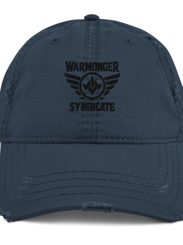 Black Embroidered Brand Logo Dad Cap | Distressed Style