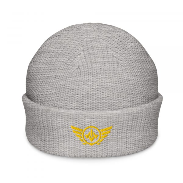 Gold Embroidered Logo Beanie | Fisherman