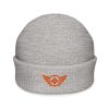 Orange Embroidered Logo Beanie | Fisherman