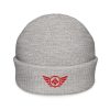 Red Embroidered Logo Beanie | Fisherman