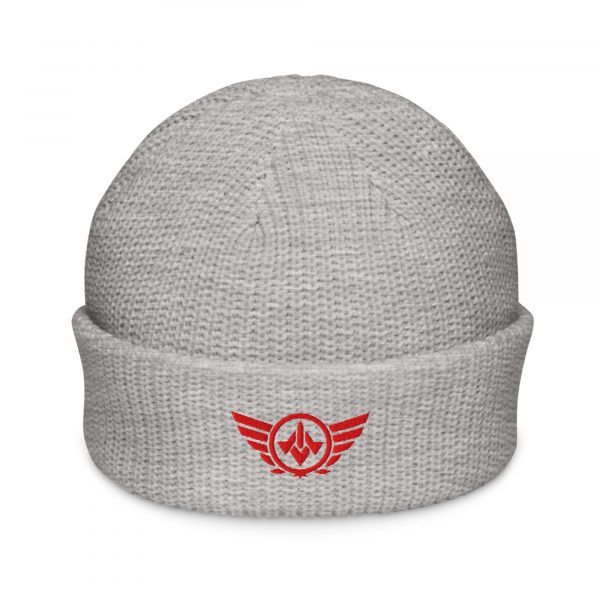 Red Embroidered Logo Beanie | Fisherman