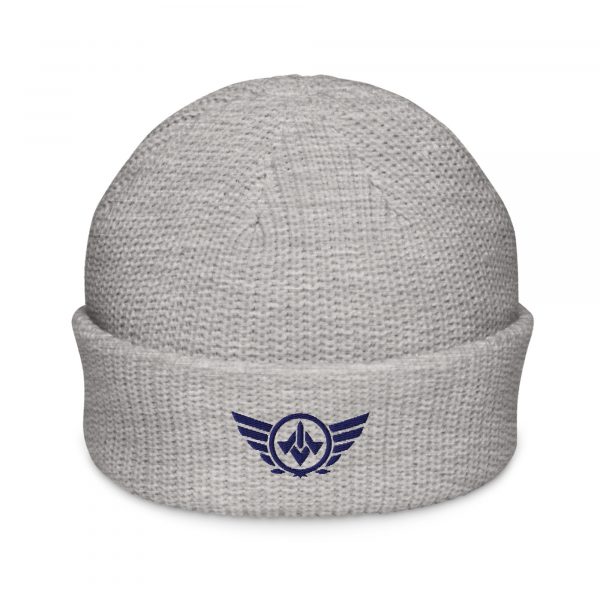 Navy Embroidered Logo Beanie | Fisherman