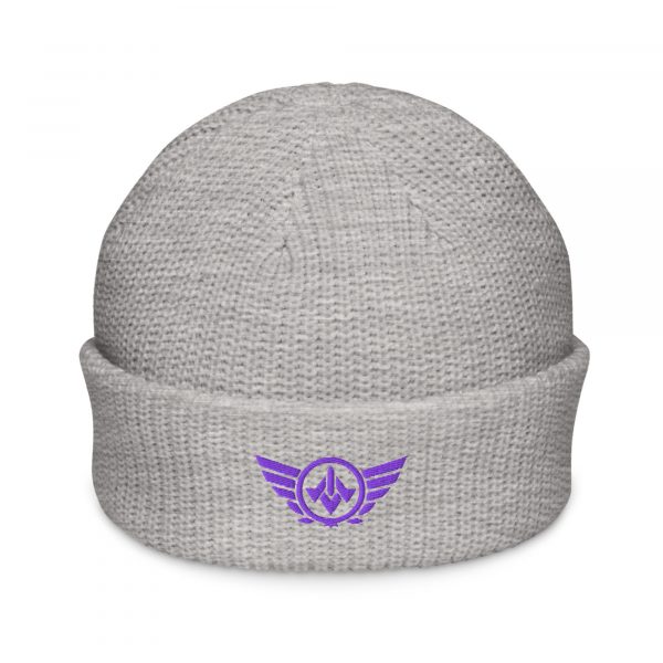 Purple Embroidered Logo Beanie | Fisherman