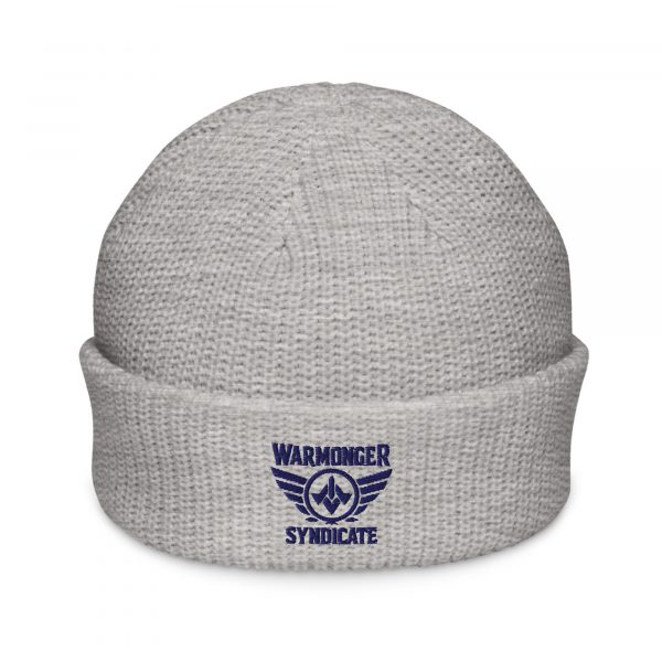 Navy Embroidered Brand Logo Beanie | Fisherman