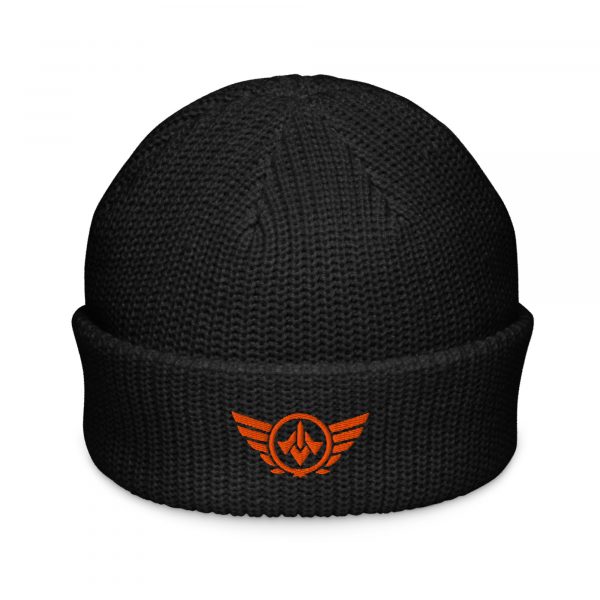 Orange Embroidered Logo Beanie | Fisherman