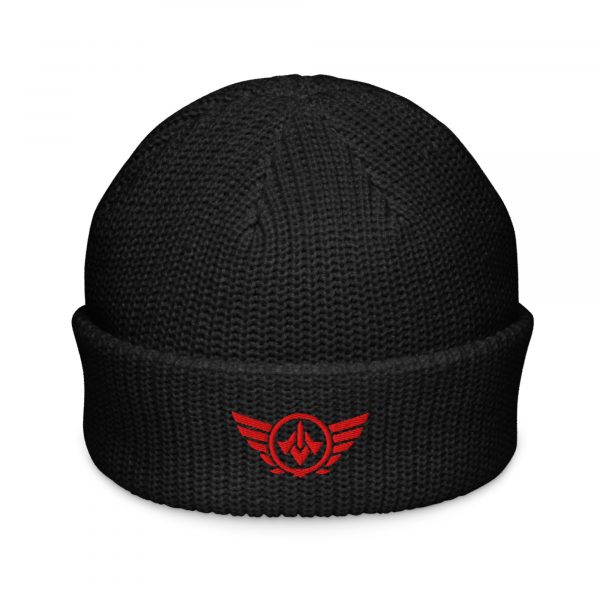 Red Embroidered Logo Beanie | Fisherman