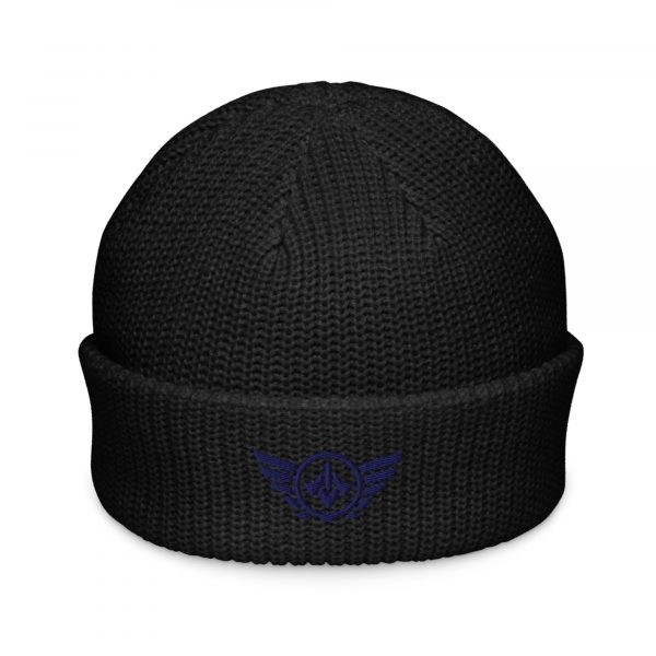 Navy Embroidered Logo Beanie | Fisherman