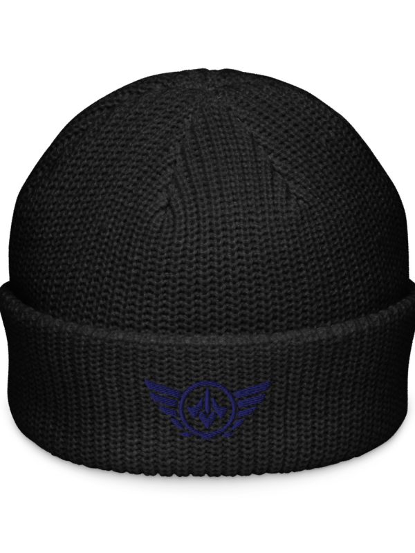 fisherman-beanie-black-front-68b9274fa03d6.jpg Navy Embroidered Logo Beanie | Fisherman