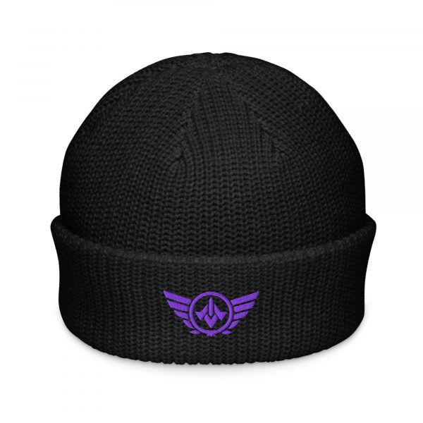 Purple Embroidered Logo Beanie | Fisherman