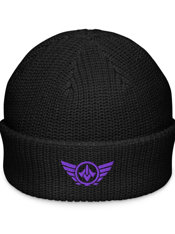 fisherman-beanie-black-front-68b927d164ab6.jpg Purple Embroidered Logo Beanie | Fisherman