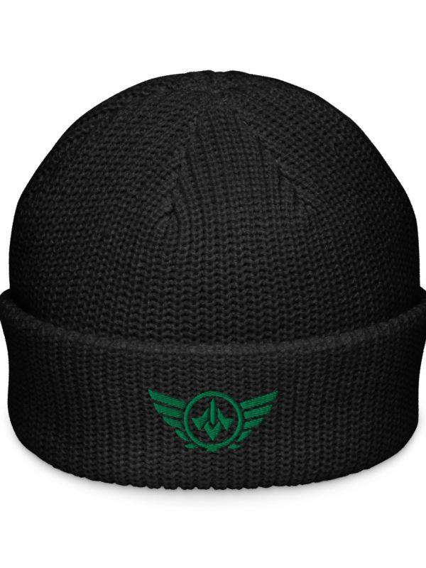 fisherman-beanie-black-front-68b927f3e8c96.jpg Kelly Green Embroidered Logo Beanie | Fisherman