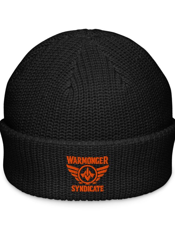 fisherman-beanie-black-front-68b92a5f550c3.jpg Orange Embroidered Brand Logo Beanie | Fisherman