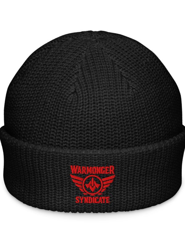 fisherman-beanie-black-front-68b92ba627111.jpg Red Embroidered Brand Logo Beanie | Fisherman