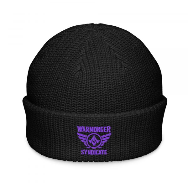 Purple Embroidered Brand Logo Beanie | Fisherman