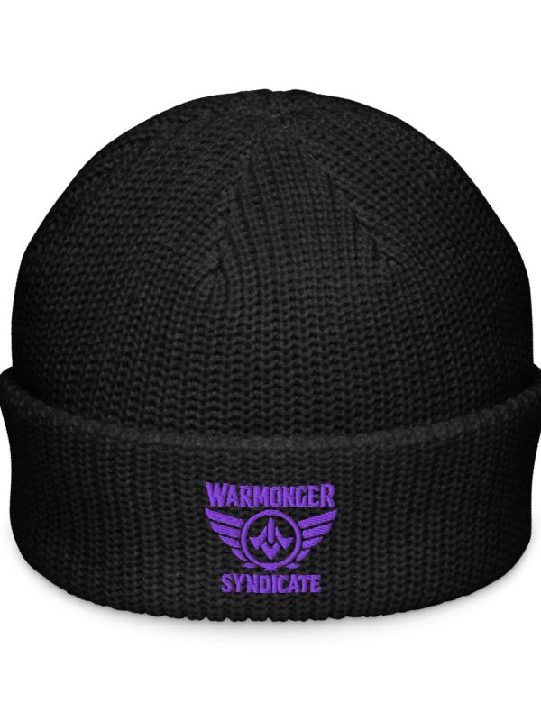 fisherman-beanie-black-front-68b92c8661e20.jpg Purple Embroidered Brand Logo Beanie | Fisherman