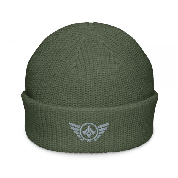 Grey Embroidered Logo Beanie | Fisherman