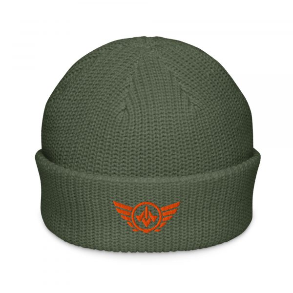 Orange Embroidered Logo Beanie | Fisherman