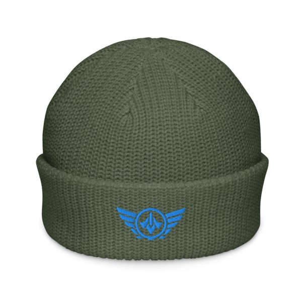 Aqua Embroidered Logo Beanie | Fisherman