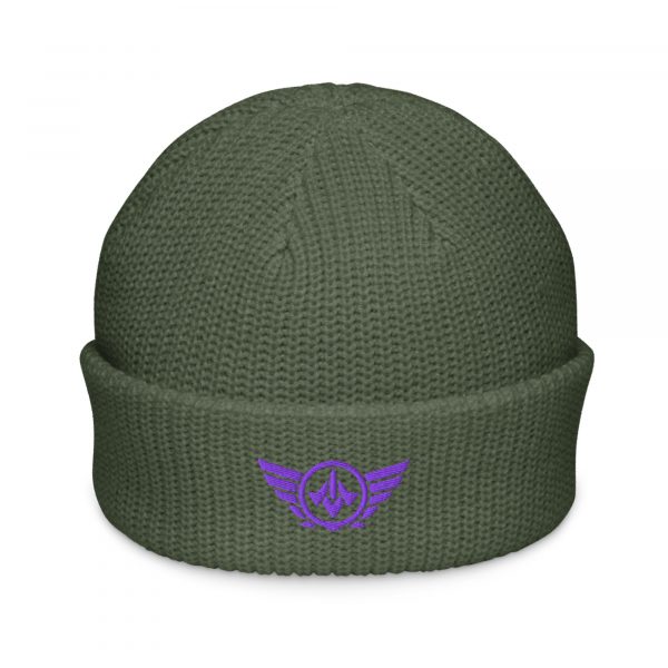 Purple Embroidered Logo Beanie | Fisherman