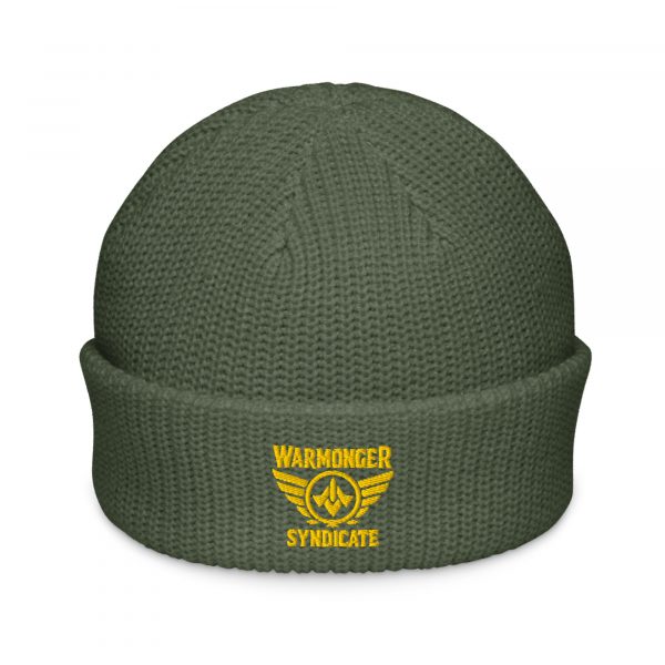 Gold Embroidered Brand Logo Beanie | Fisherman