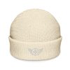 White Embroidered Logo Beanie | Fisherman