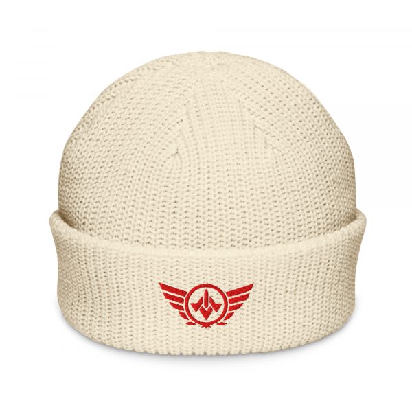 Red Embroidered Logo Beanie | Fisherman