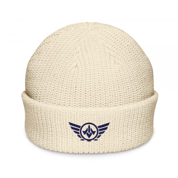 Navy Embroidered Logo Beanie | Fisherman