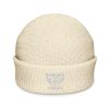 White Embroidered Brand Logo Beanie | Fisherman