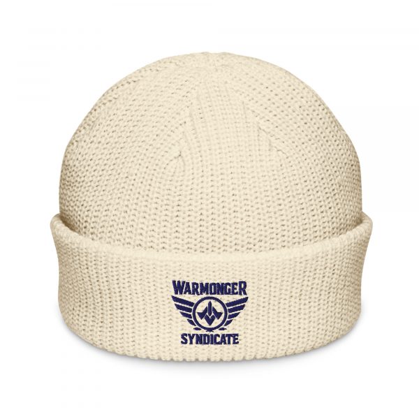 Navy Embroidered Brand Logo Beanie | Fisherman