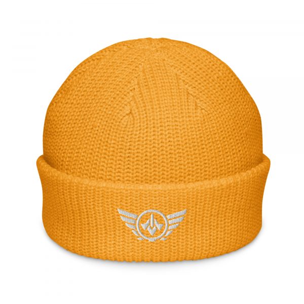 White Embroidered Logo Beanie | Fisherman