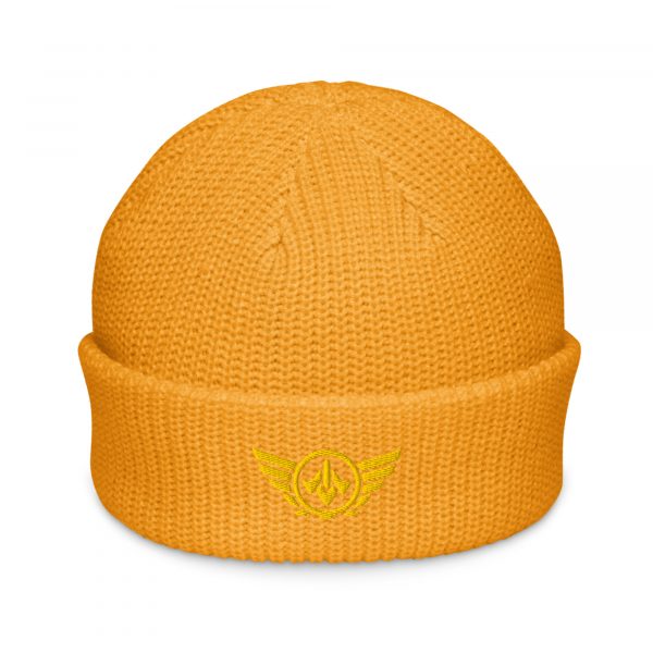 Gold Embroidered Logo Beanie | Fisherman