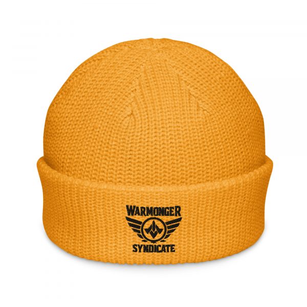 Black Embroidered Brand Logo Beanie | Fisherman