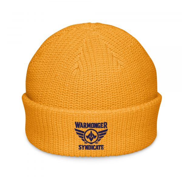 Navy Embroidered Brand Logo Beanie | Fisherman