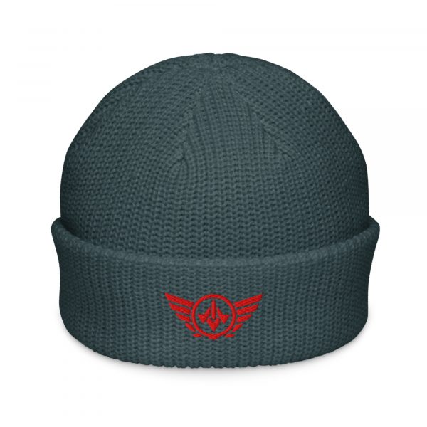 Red Embroidered Logo Beanie | Fisherman