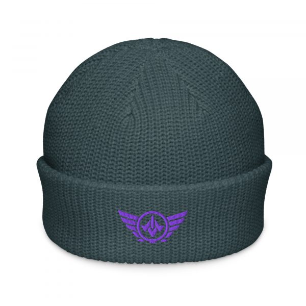 Purple Embroidered Logo Beanie | Fisherman