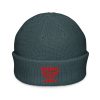 Red Embroidered Brand Logo Beanie | Fisherman